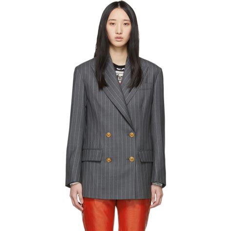 gianni versace gray pinstripe blazer